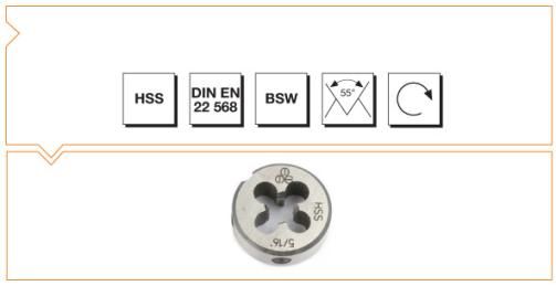 MTE Makina Takım HSS Whitworth Normal Vidalı Pafta Lokması W 3/16 B00110040476