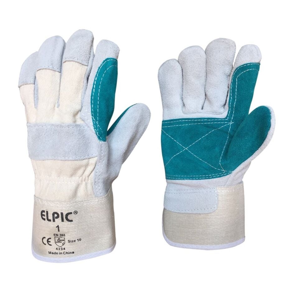 Elpıc 1.kalite Yeşil Takviyeli Deri Eldiven No:10