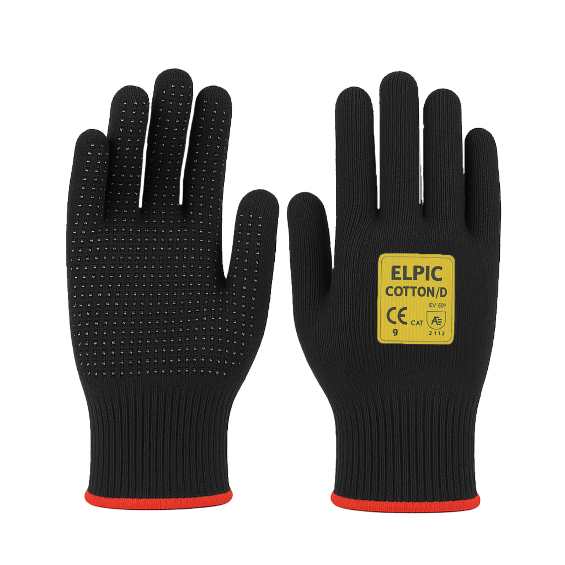 Elpıc Cotton D Siyah Dotlu Eldiven NO:10 (240 Çift)