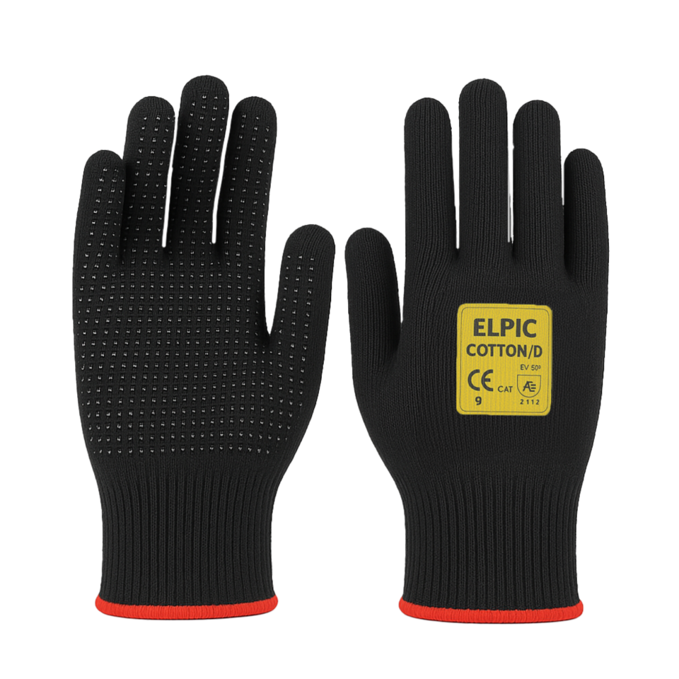Elpıc Cotton D Siyah Dotlu Eldiven NO:9 (240 Çift)