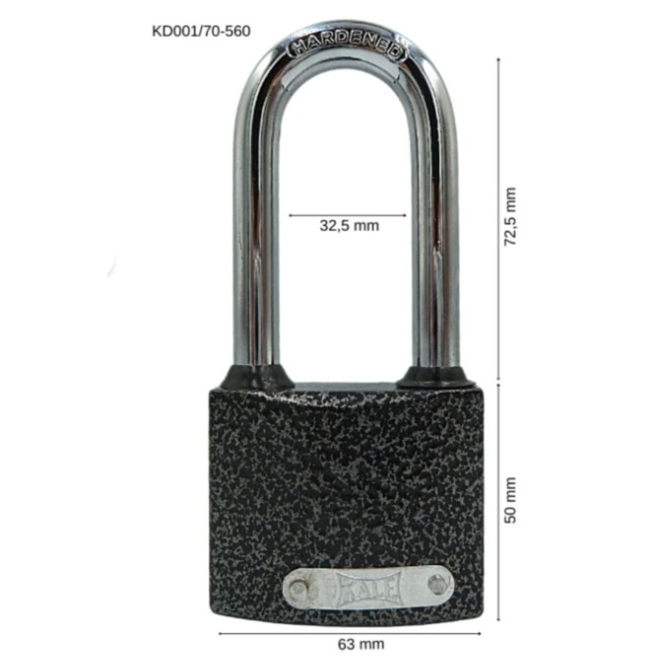 Kale Asma Kilit Uzun Kanca Gri 40 Mm Kd001/70-540