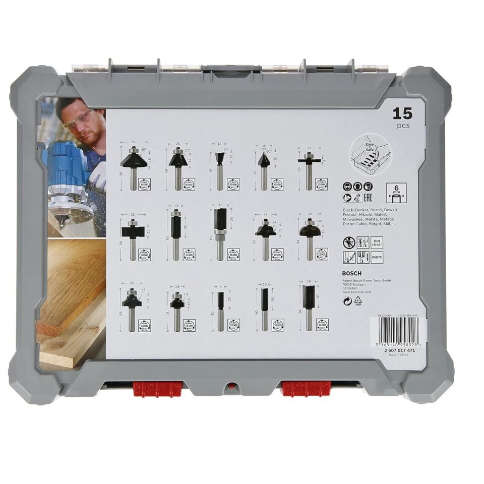 Bosch Ahşap Freze Bıçak Seti 15 Li 6 Mm 2607017471