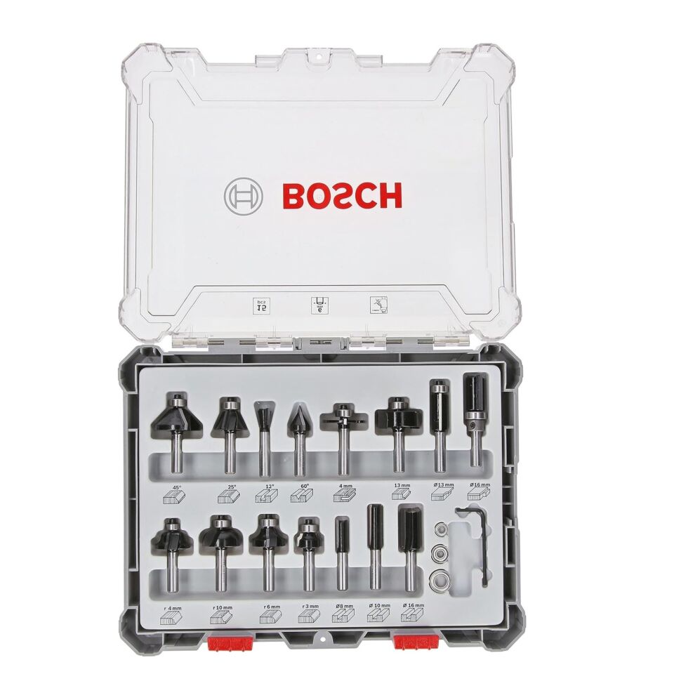 Bosch Ahşap Freze Bıçak Seti 15 Li 6 Mm 2607017471