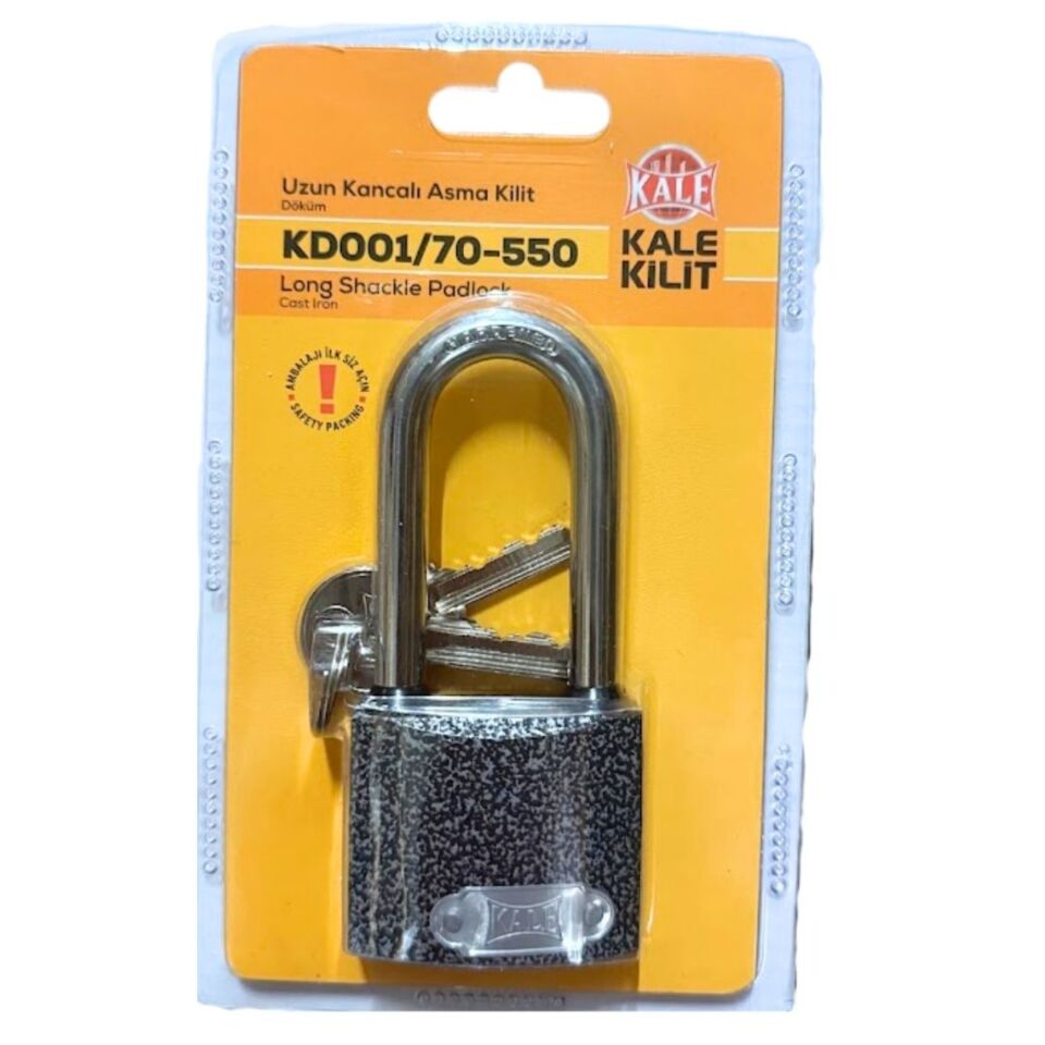 Kale Asma Kilit Uzun Kanca Gri 50 Mm Kd001/70-550