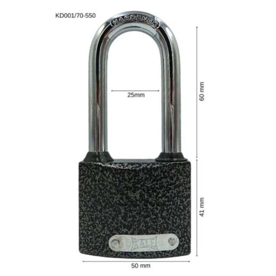 Kale Asma Kilit Uzun Kanca Gri 50 Mm Kd001/70-550