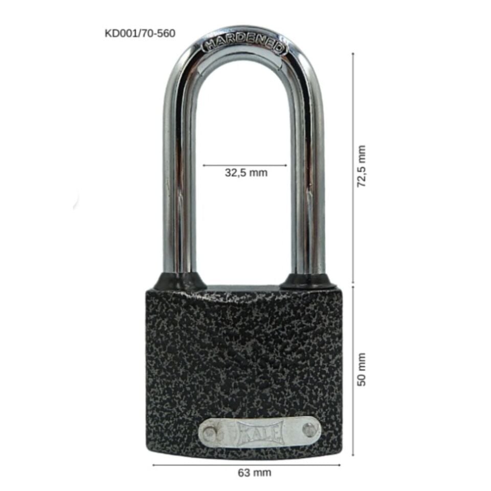 Kale Asma Kilit Uzun Kanca Gri 60 Mm Kd001/70-560