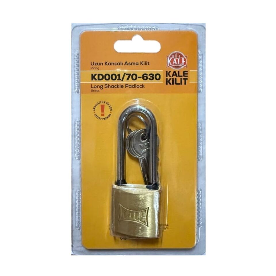 Kale Asma Kilit Uzun Kanca Sarı 30 Mm Kd001/70-630