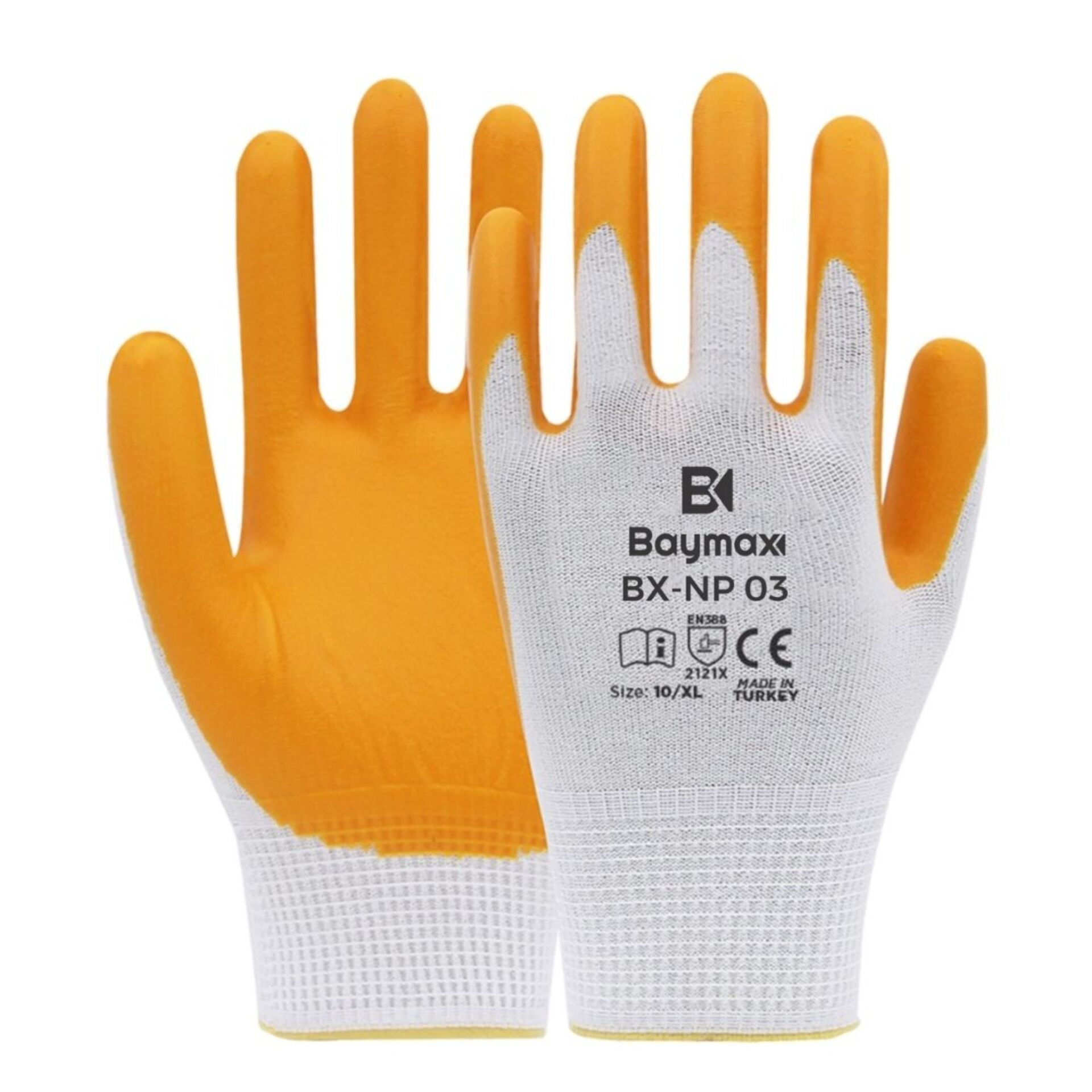 Baymax Naylon Nitril Eldiven Np03 Sarı-beyaz No:9