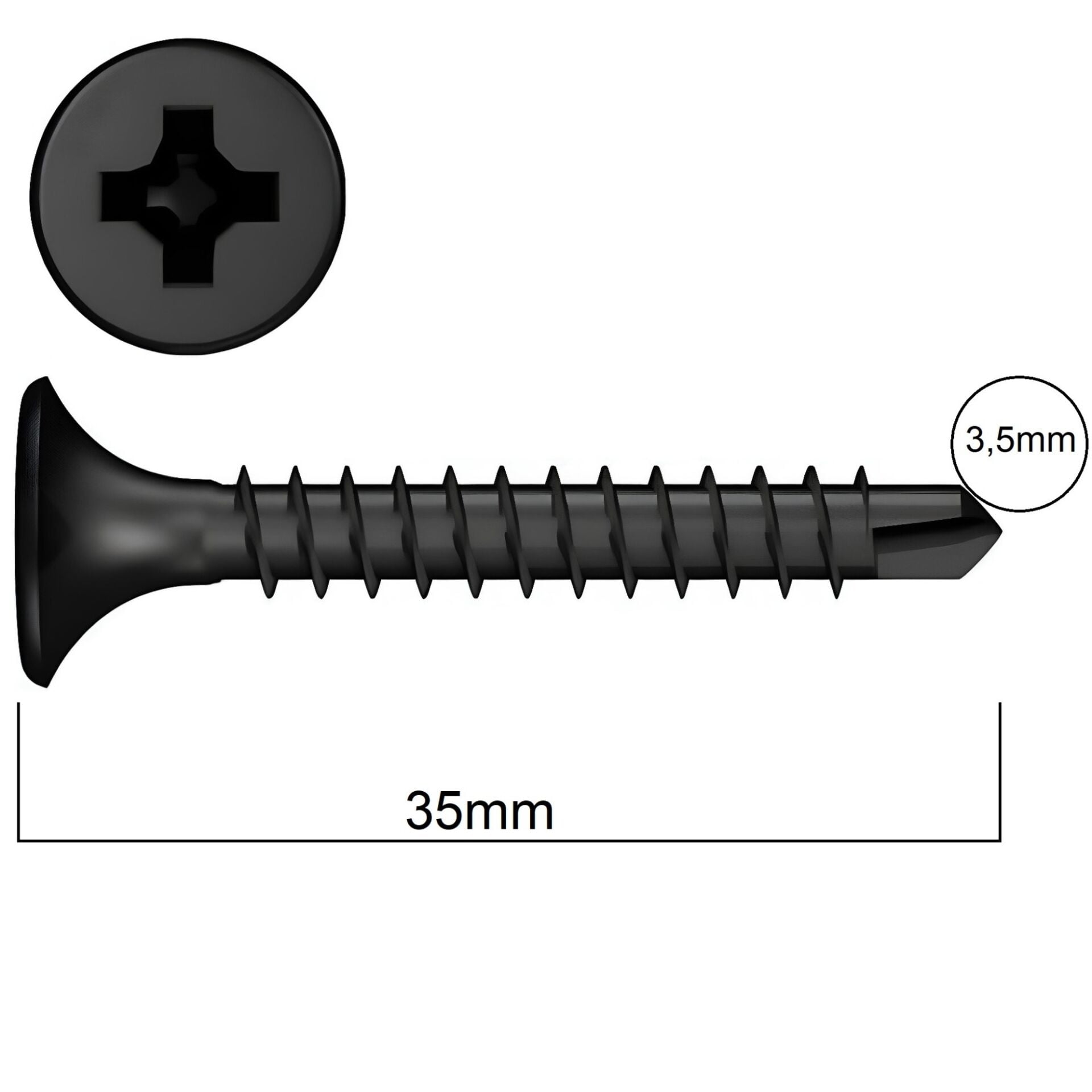 Meridyen Alçıpan Vidası M.u.v 3.5x35 (1000 Ad.)