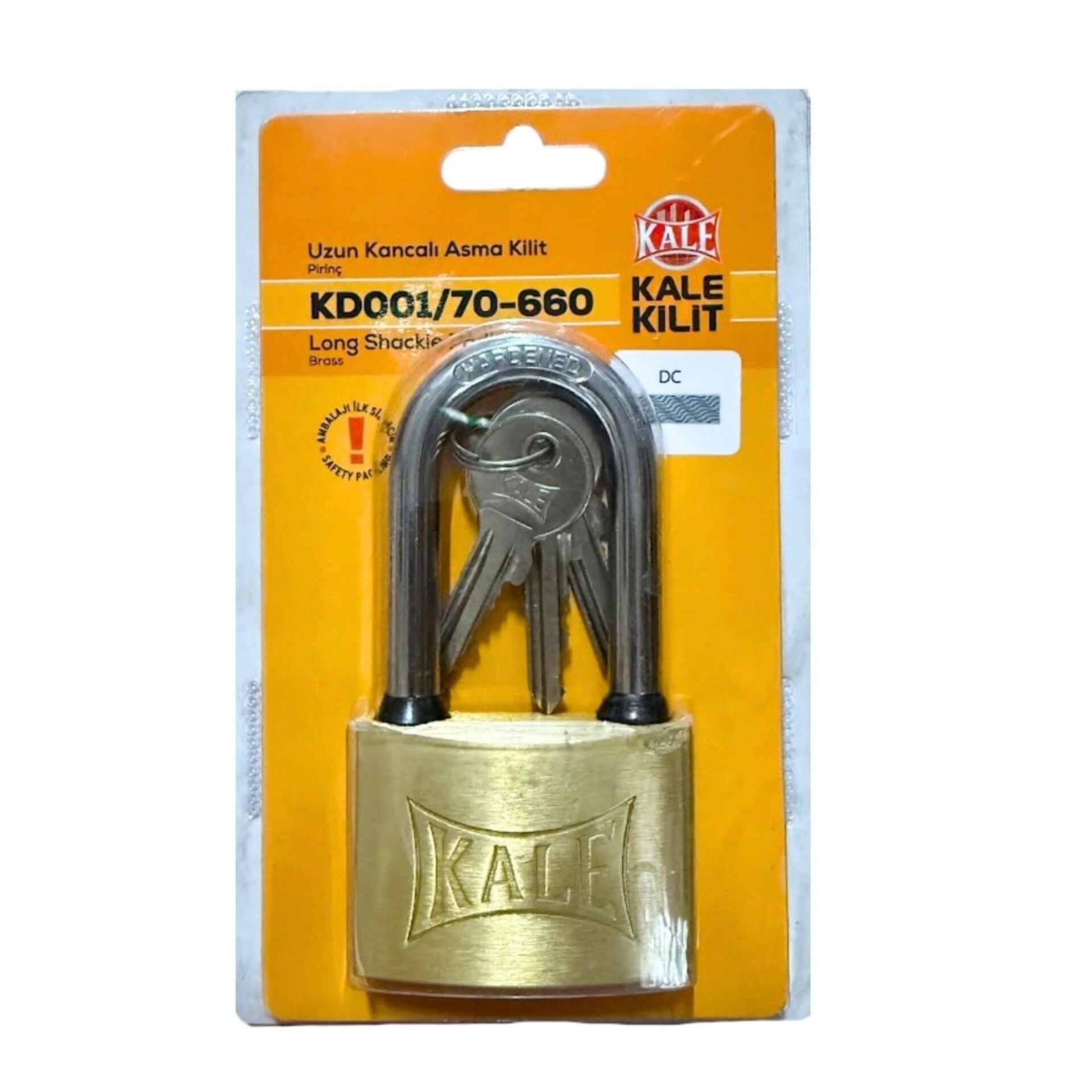 Kale Asma Kilit Uzun Kanca Sarı 60 Mm Kd001/70-660