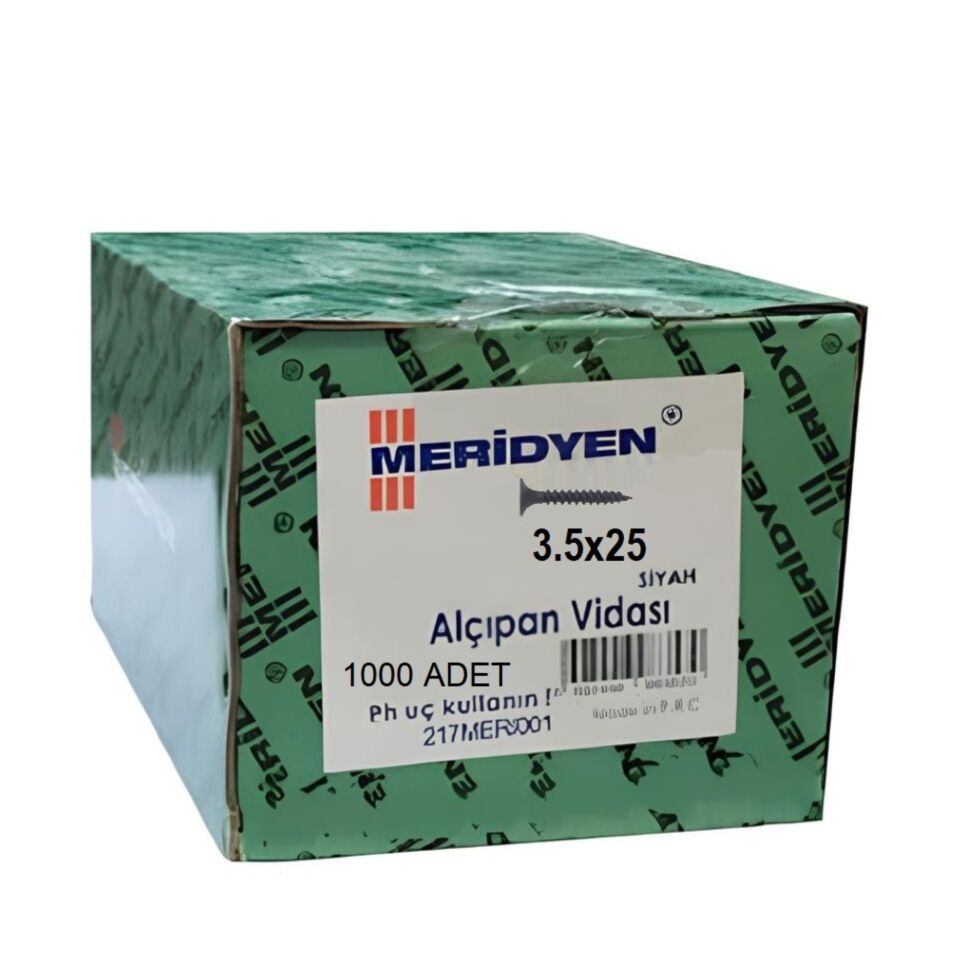 Meridyen Alçıpan Vidası Sivri 3.5x25 (1000 Ad.)