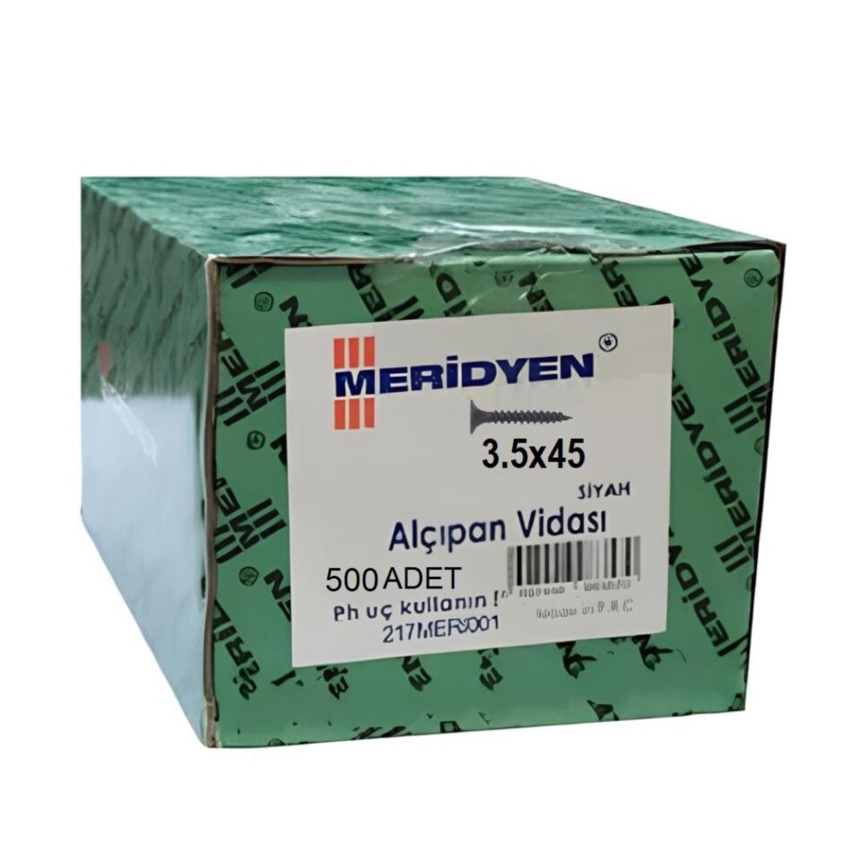 Meridyen Alçıpan Vidası Sivri 3.5x45 (500 Ad.)