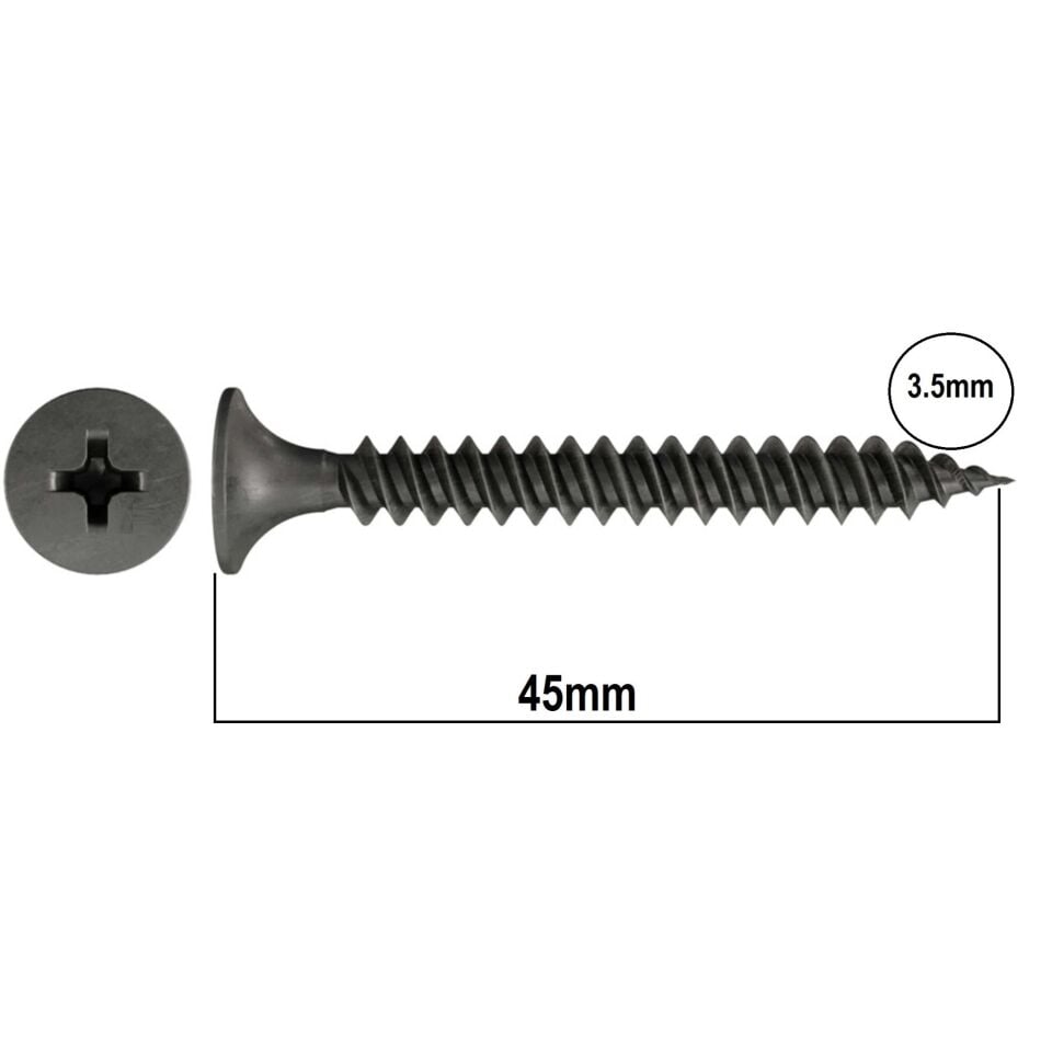 Meridyen Alçıpan Vidası Sivri 3.5x45 (500 Ad.)