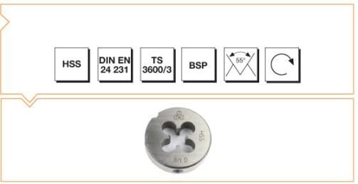MTE Makina Takım HSS Whitworth Boru Vidalı Pafta Lokması G 1 B00110083325