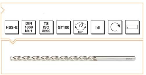 MTE Makina Takım HSS DIN 1869 Silindirik Saplı Çok Uzun Matkap Ucu 5 mm B00005550500