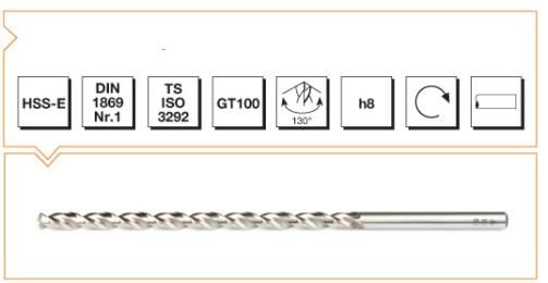 MTE Makina Takım HSS DIN 1869 Silindirik Saplı Çok Uzun Matkap Ucu 6 mm B00005550600