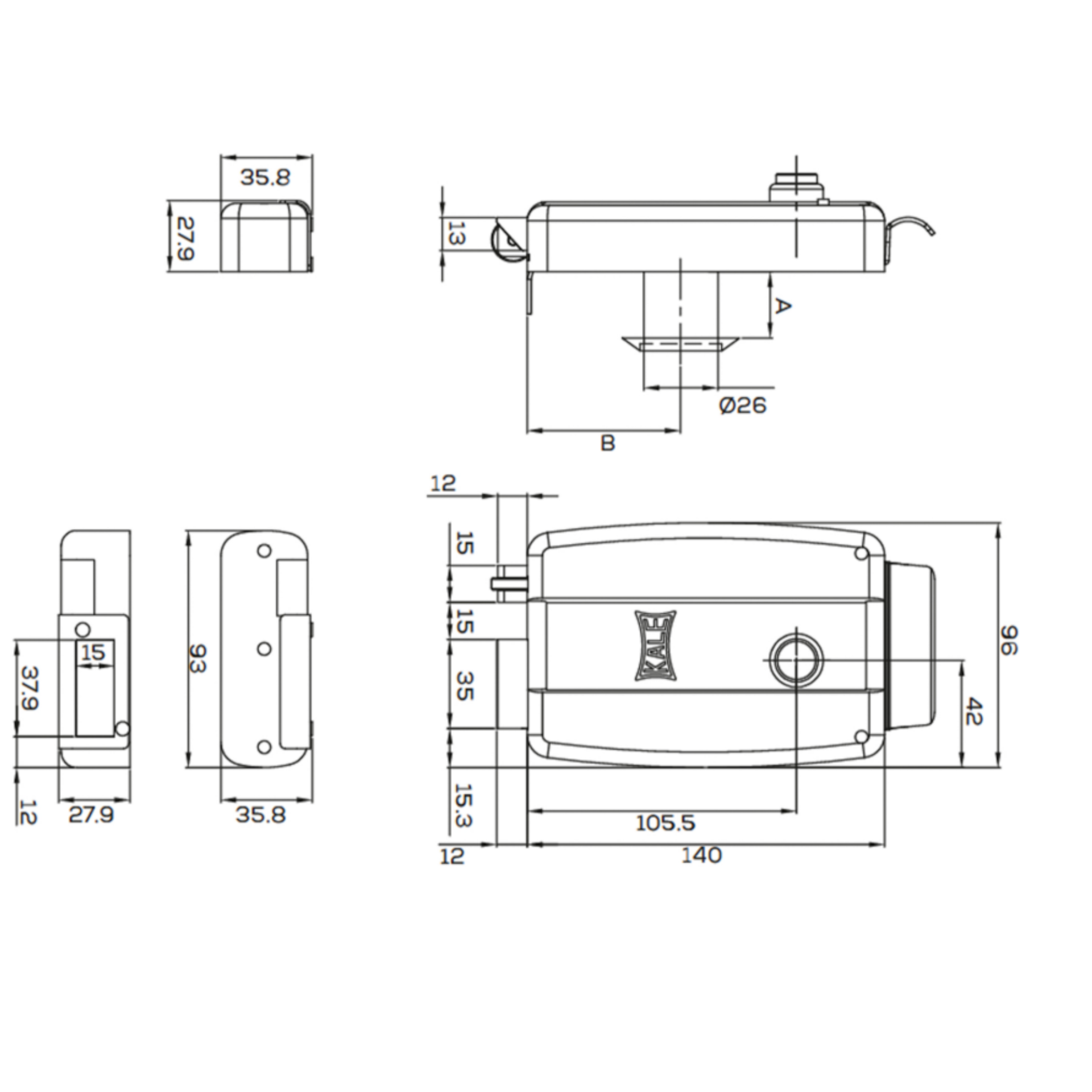 Kale Elektrikli Trajlı Kilit Siyah Nikel 157el