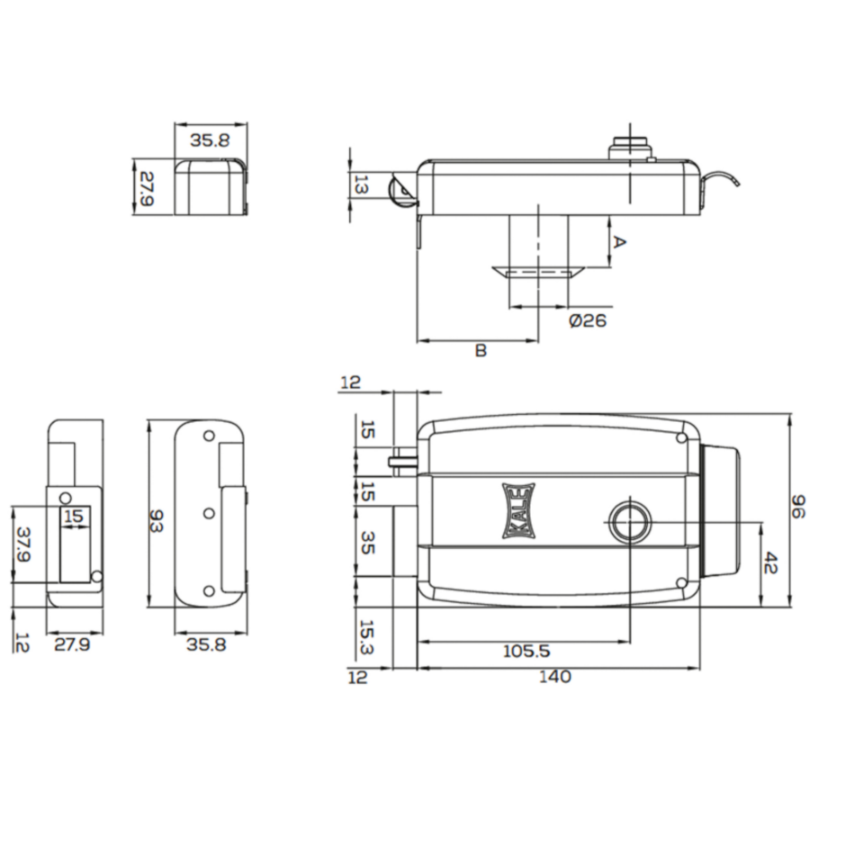 Kale Elektrikli Trajlı Kilit Siyah Nikel 157el