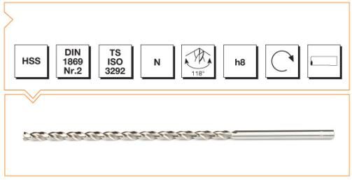 MTE Makina Takım HSS DIN 1869 Silindirik Saplı Çok Uzun Matkap Ucu 3 mm B00007530300
