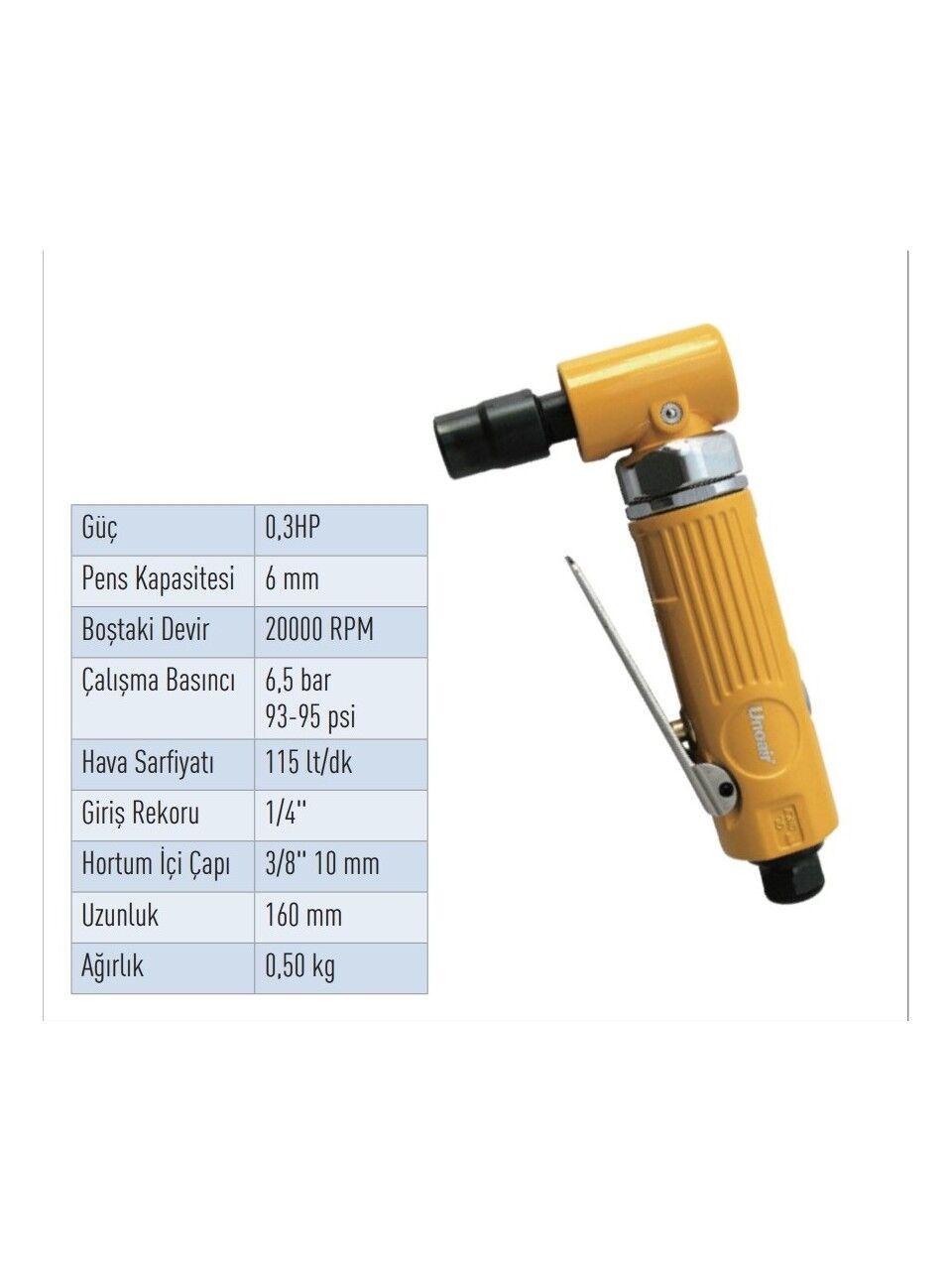 UAT 7034 90° Havalı Kalıpçı Taşlama