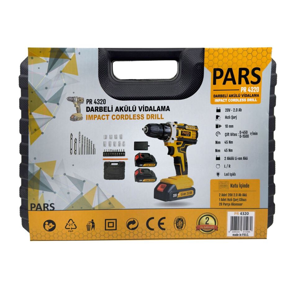 Pars Akülü Darbeli Vidalama Seti 20v 2.0ah Pr4320