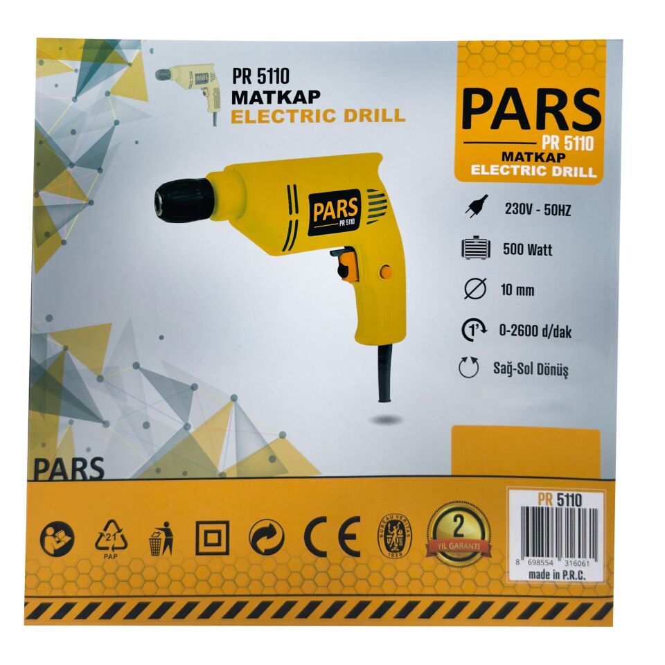 Pars Darbesiz Matkap 500 Watt Pr5110