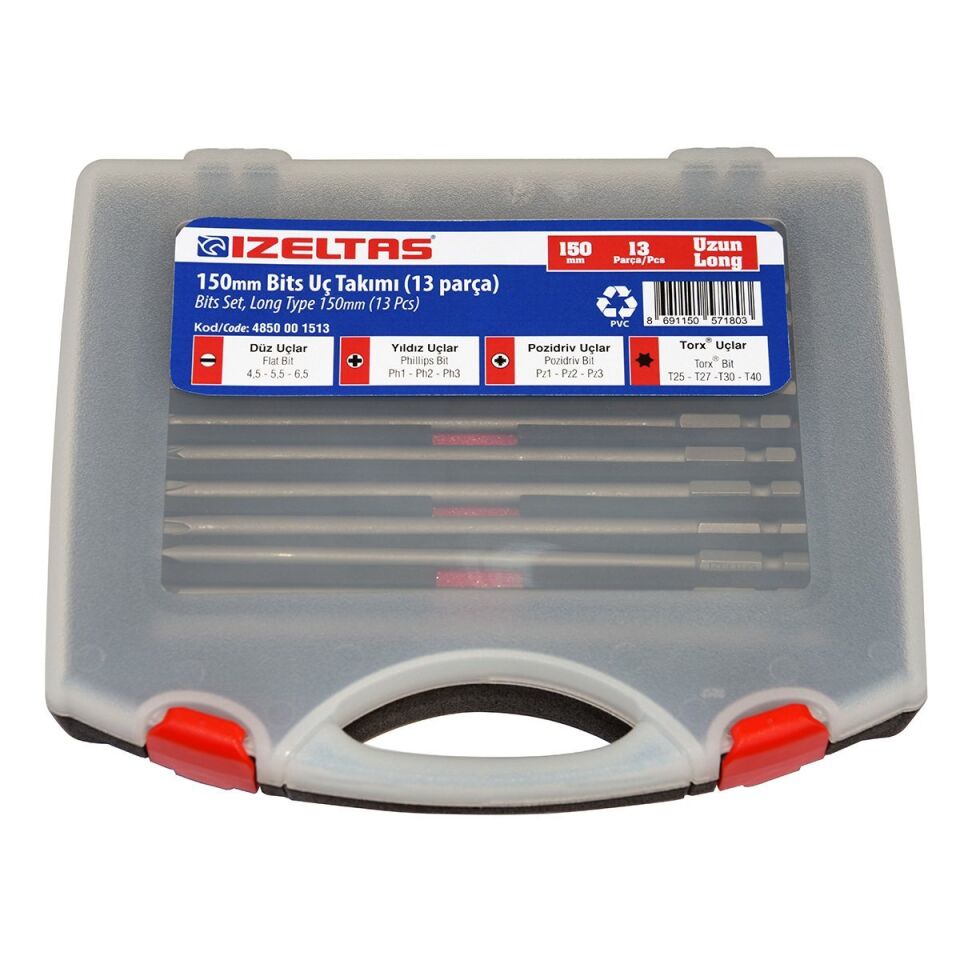 İzeltaş 13 Lü Uzun Bits Takım ( 150 mm ) - 4850001513