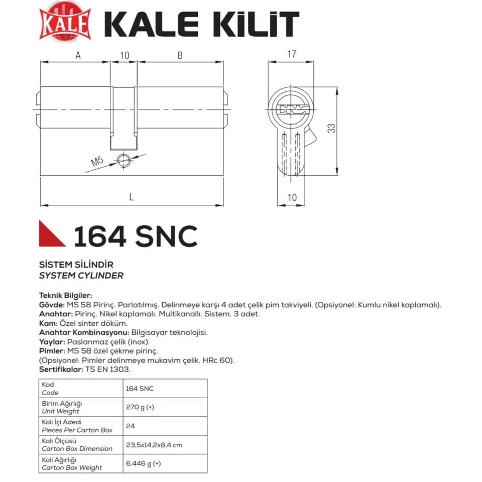 Kale Sistem Barel 164snc 68 Mm Saten