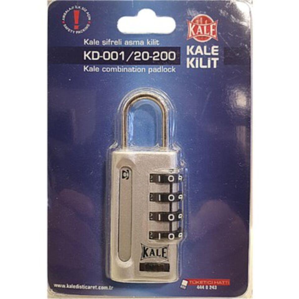 Kale Şifreli Asma Kilit Kd-001/20-200 4 Basamaklı