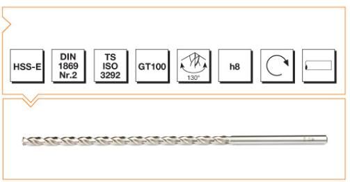 MTE Makina Takım HSS DIN 1869 Silindirik Saplı Çok Uzun Matkap Ucu 6 mm B00005610600