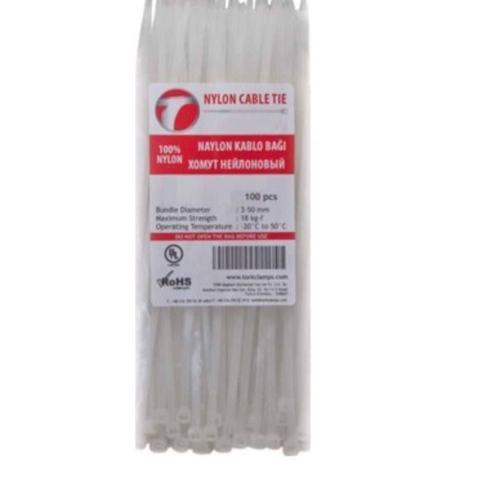 Tork Kablo Bağı 7.5x550 (beyaz) (100 Ad.)