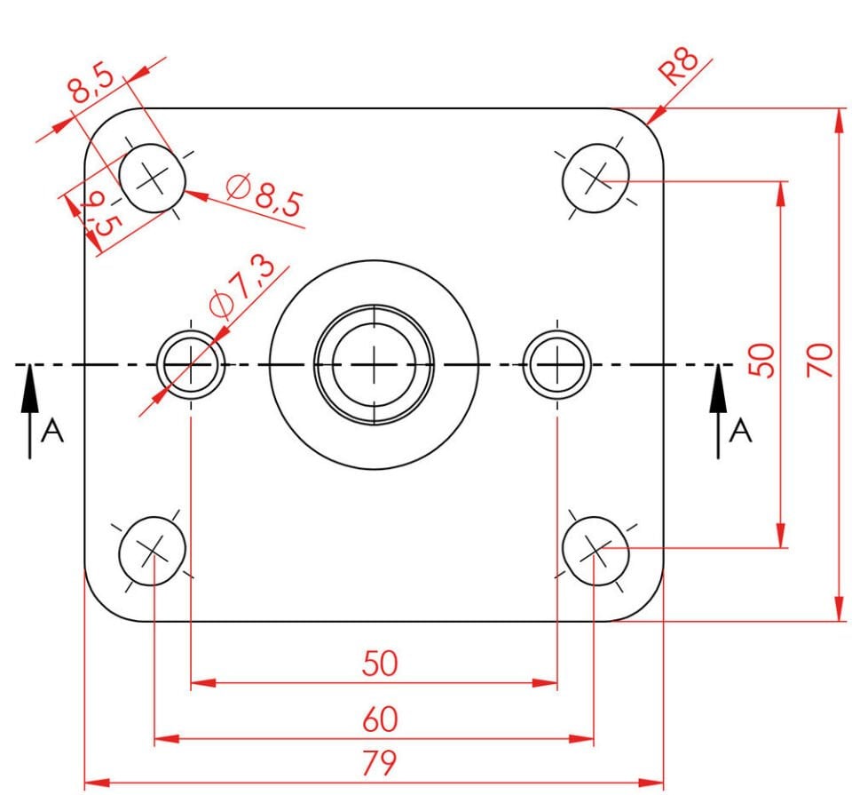 KAMA 2807 PUR 080 Rulet Sabit Teker