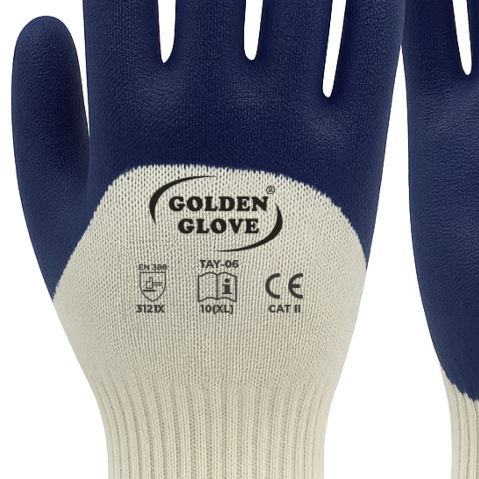 Golden Glove Tay-06 Nitril Eldiven Mavi No:10