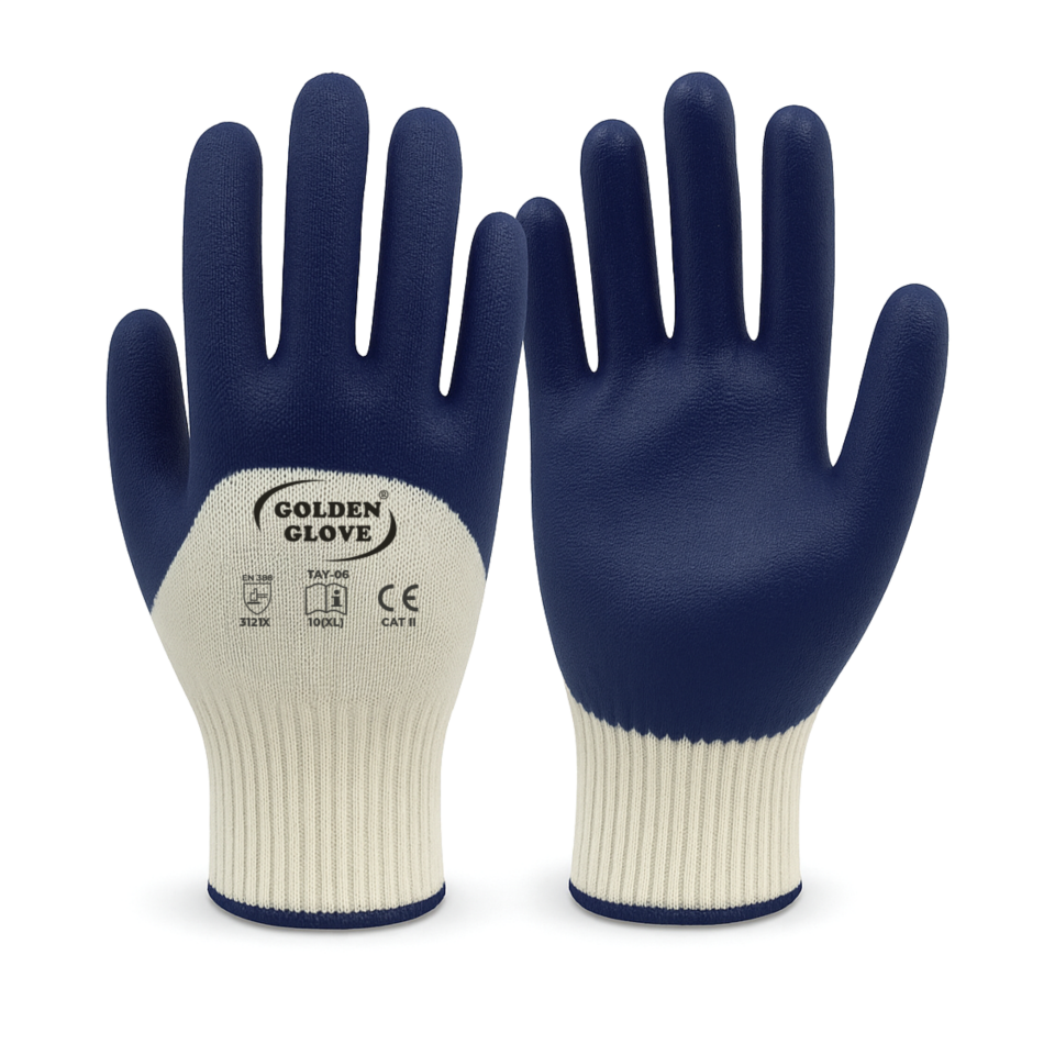 Golden Glove Tay-06 Nitril Eldiven Mavi No:10