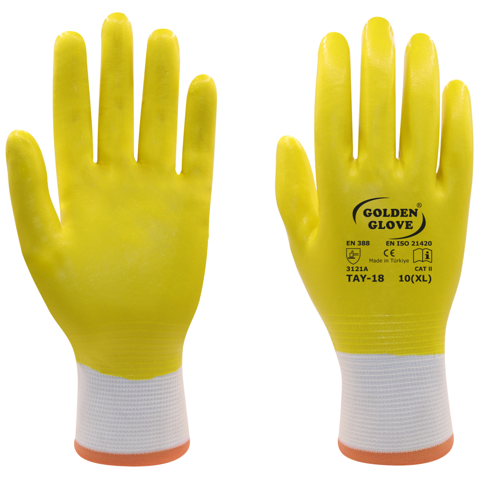 Golden Glove Tay-18 Tam Kaplı Eldiven Sarı No:10