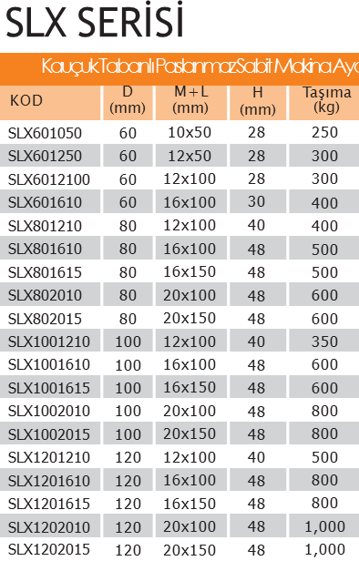 SLx601050 Paslanmaz Ayak 1050