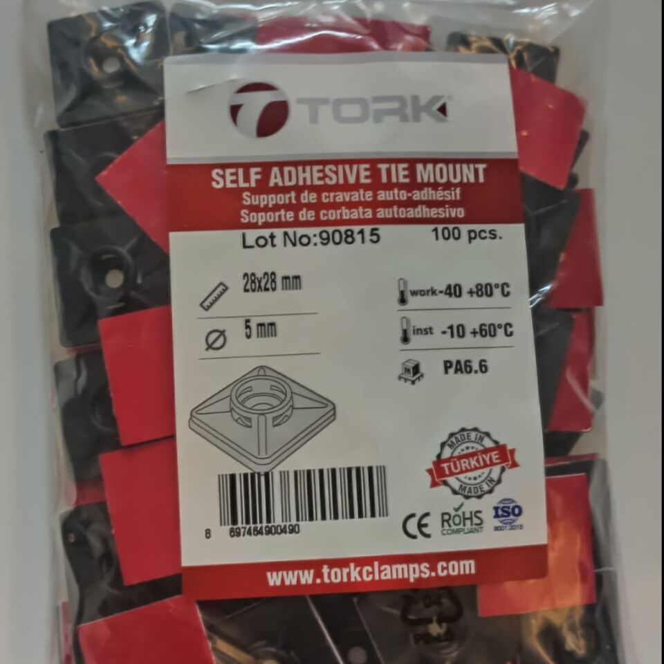 Tork Yapışkanlı Kroşe Siyah 28x28 Mm (100 Ad.)