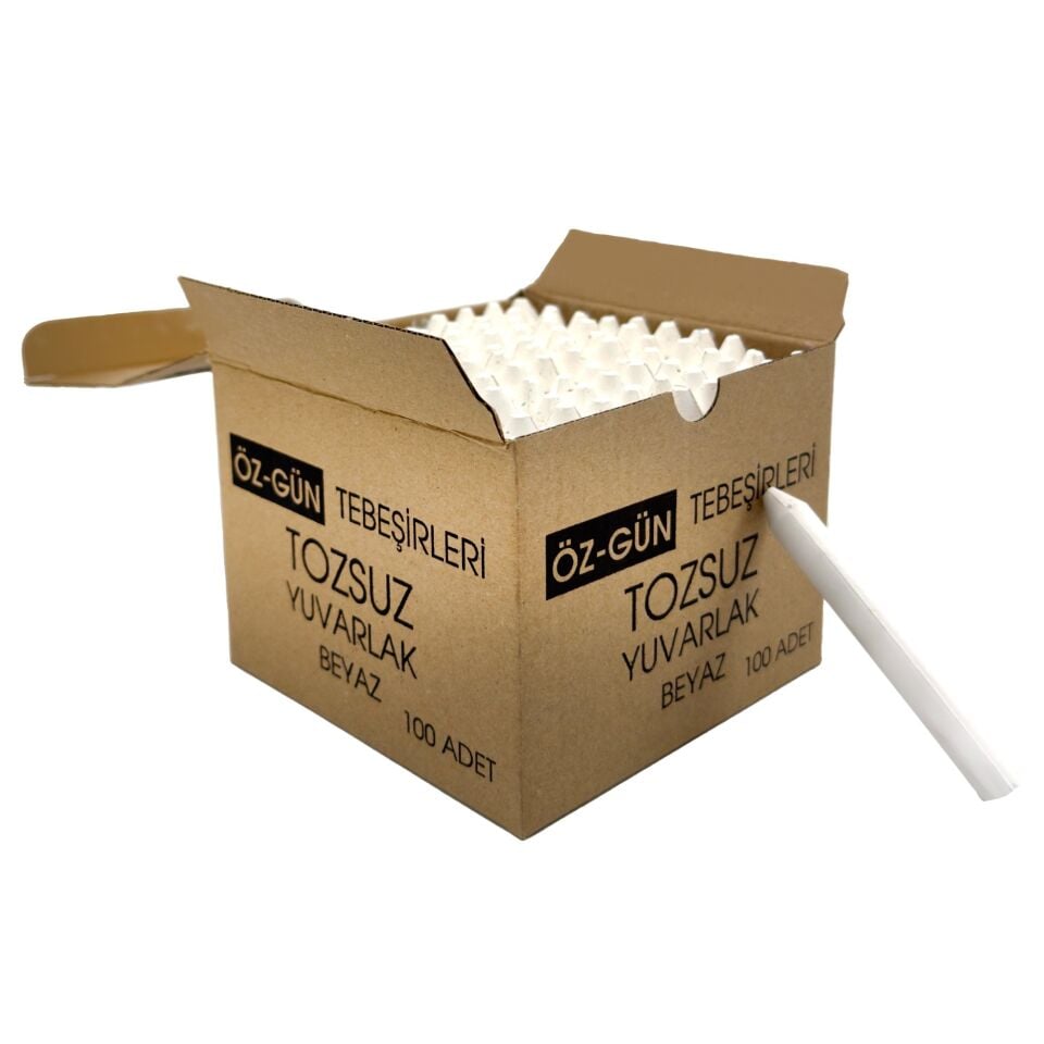 Tozsuz Beyaz Yuvarlak Tebeşir (100 Lü)