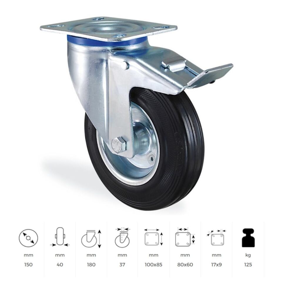 Kama Servis Tekeri Frenli Döner 150 Mm (slp150f)