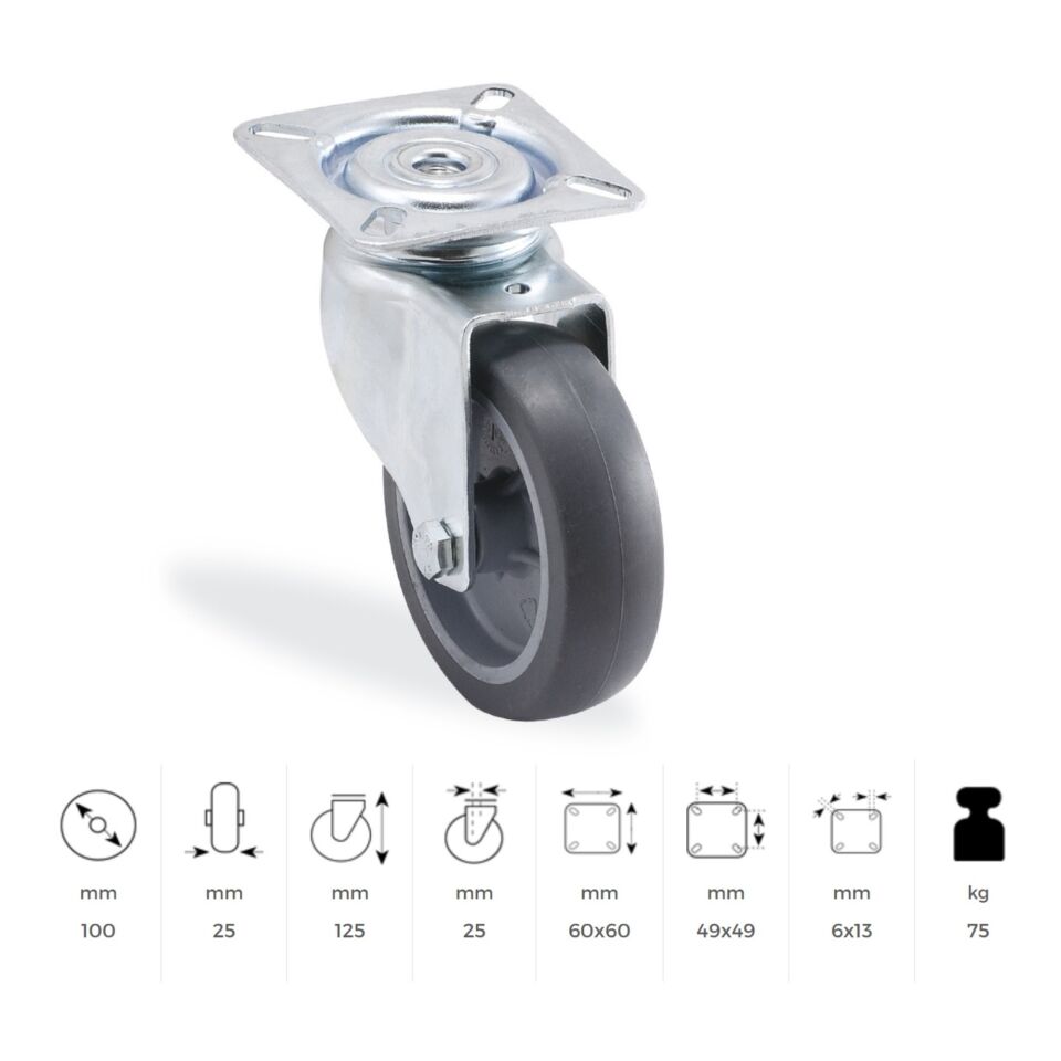 Kama Servis Tekeri Gri Döner 100 Mm (mtb100)