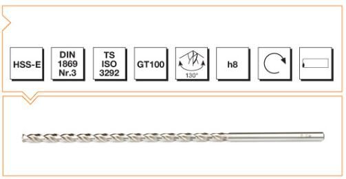 MTE Makina Takım HSS DIN 1869 Silindirik Saplı Çok Uzun Matkap Ucu 5 mm B00005670500