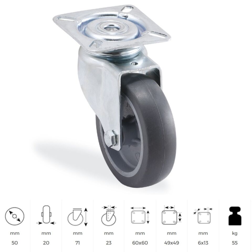 Kama Servis Tekeri Gri Döner 50 Mm (mtb050)