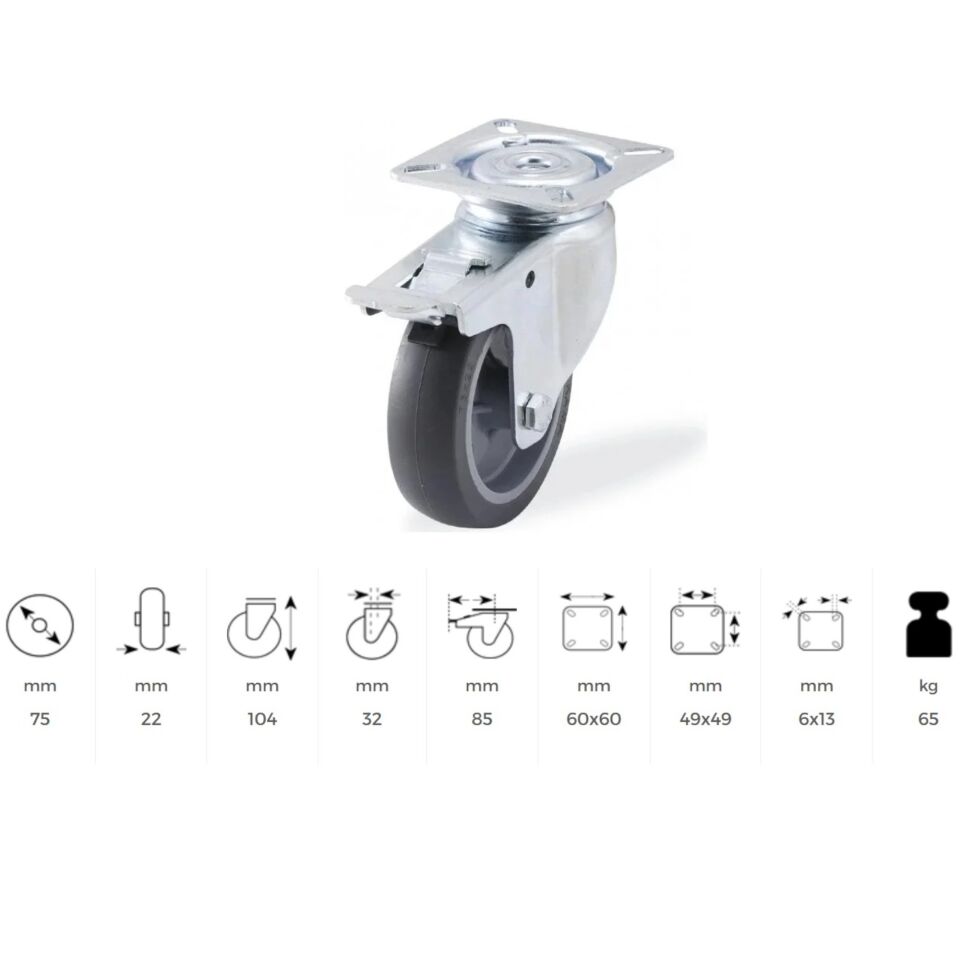 Kama Servis Tekeri Gri Fren. Döner 75 Mm (mtb075f)