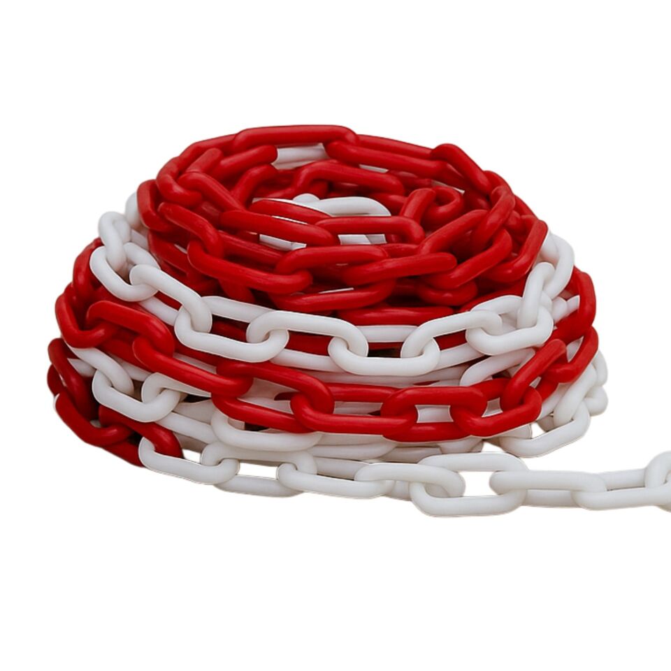 Trafik Plastik Zincir Kırmızı Beyaz 200 Mt 8 Mm