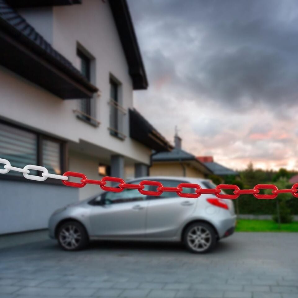 Trafik Plastik Zincir Kırmızı Beyaz 200 Mt 8 Mm