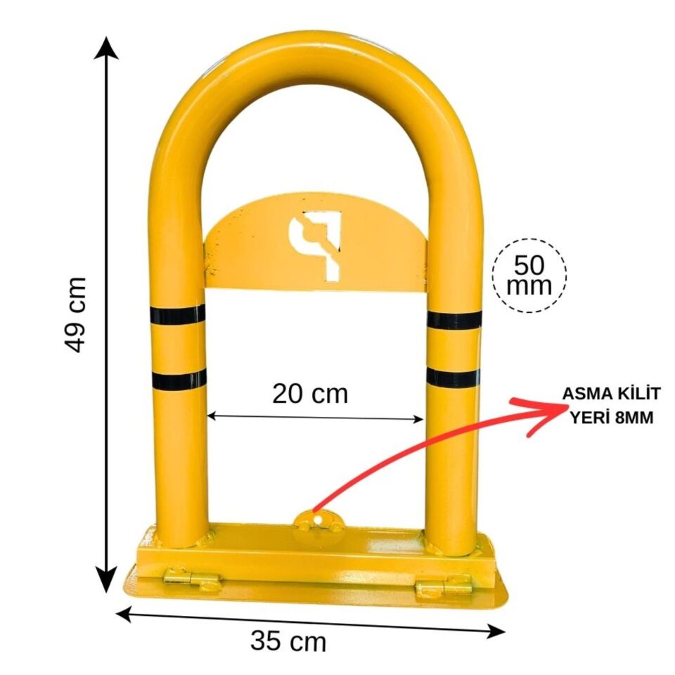Trafik Yatar U Park Direği Asma Kilit Takılır 50cm