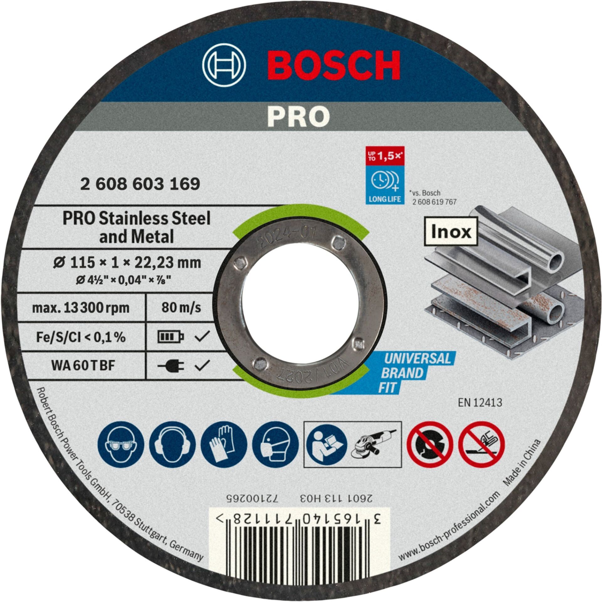 Bosch İnox Kesme Taşı 115x1.0 2608603169