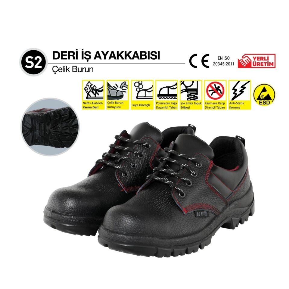 414 S2 Çelik Burunlu Deri Ayakkabı No:39
