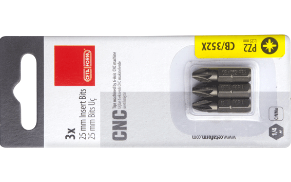Ceta Form 3 Parça 1/4'' Pozidriv  Bits Uç PZ3 x 25 mm / Kartlı - CB/353X