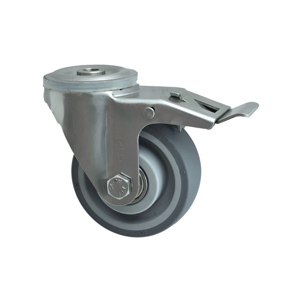 3000 MER Paslanmaz Çelik (Inox) Teker 125*40 Frenli (İnox)